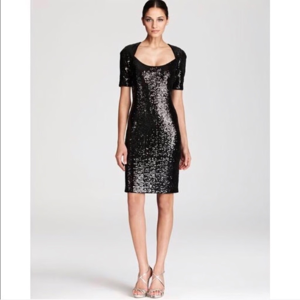 Shelli Segal Black Sequin Dress / Size 8